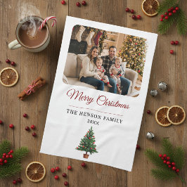 Personalized Christmas Tree Family Photo Kökshandduk