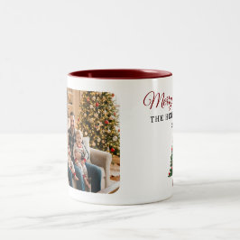 Personalized Christmas Tree Family Photo  Två-Tonad Mugg