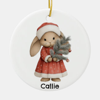 Personalized Christmas Victorian Bunny Rabbit Julgransprydnad Keramik