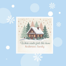 Personalized Christmas Winter Cabin Pappersservett