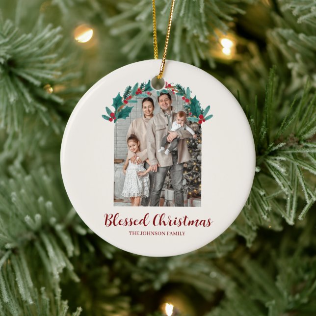 Personalized Christmas Wreath Photo Ornament (Träd)