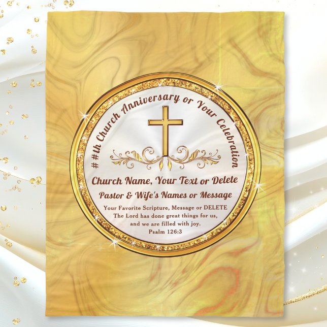 Personalized Church Anniversary Gifts, Pastor Fleecefilt (Gift for church anniversary. Scripture gift ideas. Bible verse blanket. Scripture throw blanket.)