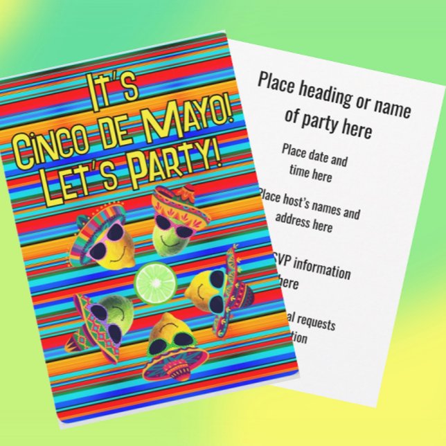 Personalized Cinco de Mayo Fiesta Lemon Lime  Inbjudningar (Customize the text for any occasion!)