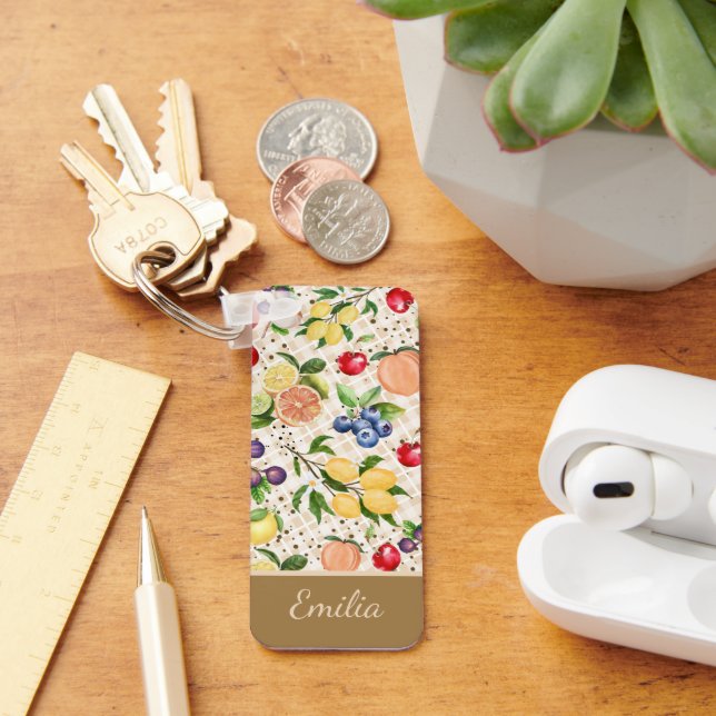 Personalized citrus Brown and beige pattern Nyckelring (Skrivbord)