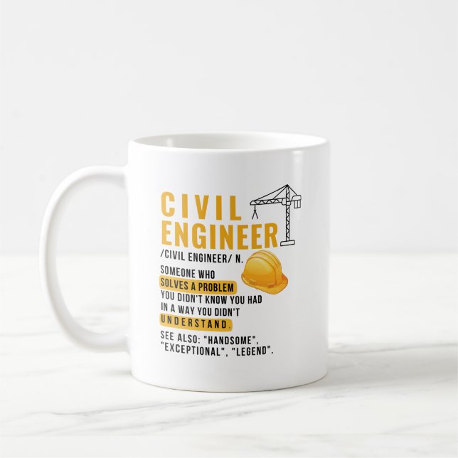 Personalized Civil Engineer Definition Funny Kaffemugg (Vänster)