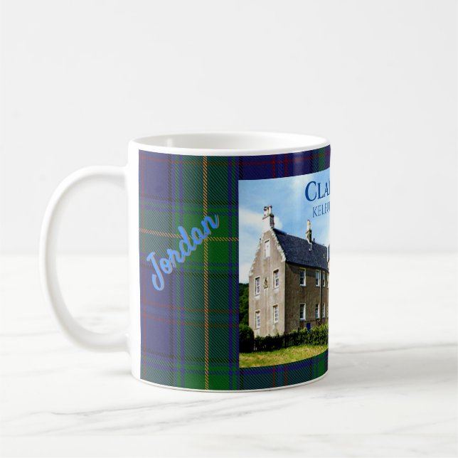 Personalized Clan Boyle's Kelburn Castle & Tartan Kaffemugg (Vänster)
