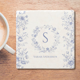 Personalized Classic Blue Flowers Floral Pattern Stenunderlägg