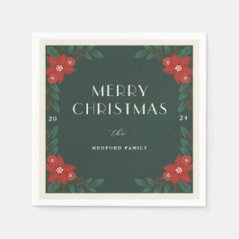  Personalized Classic Christmas Floral Napkins  Pappersservett