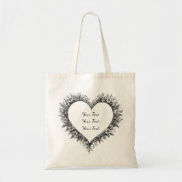 Personalized Classic Floral Heart Tote Tygkasse