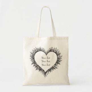 Personalized Classic Floral Heart Tote Tygkasse