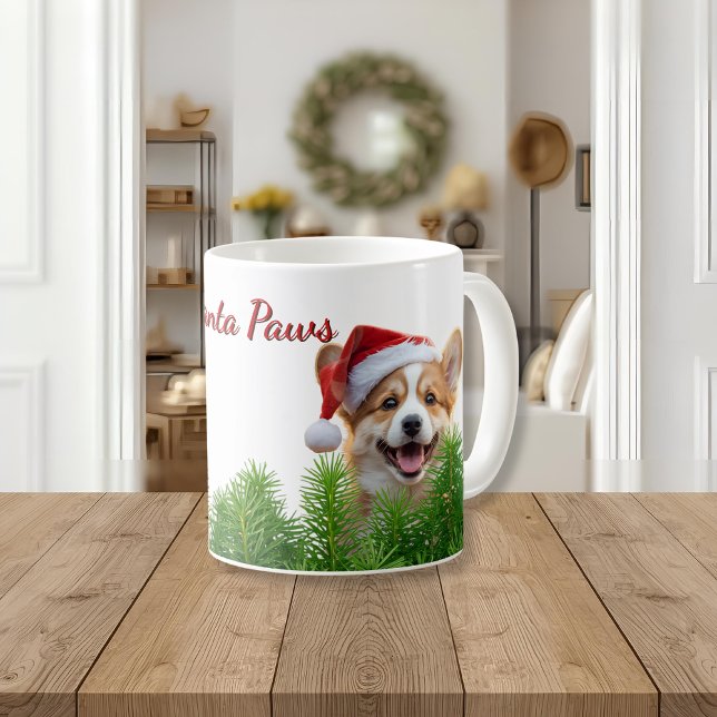 Personalized Classic Mug – Santa Paws Corgi Design Kaffemugg (Skapare uppladdad)