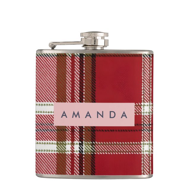 Personalized Classic Red and Olive Plaid  Fickplunta (Framsidan)
