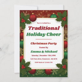 Personalized Classic Red & Green Christmas Party Inbjudningar