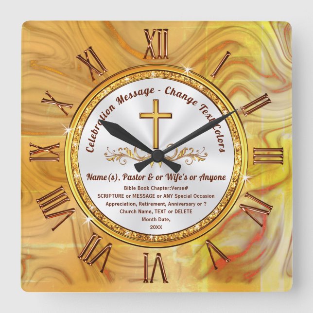 Personalized, Clock with Bible Verse or Your Text Fyrkantig Klocka (Framsida)