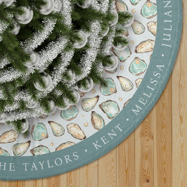 Personalized Coastal Oyster Shell Julgransmatta Borstad Polyester
