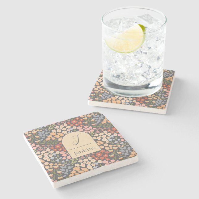 Personalized Coaster Set – Custom Name & Initial Stenunderlägg (Sidan)