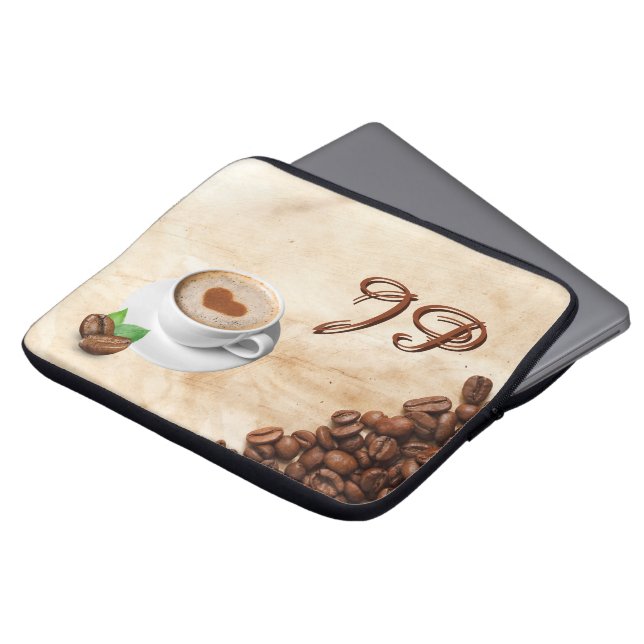 Personalized Coffee Laptop Sleeve Initials (Framsida topp)