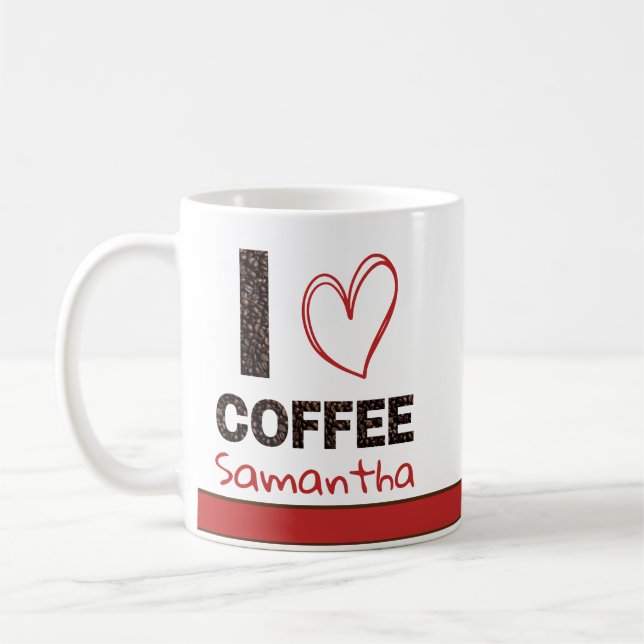Personalized Coffee Lover Custom Name Design Kaffemugg (Vänster)