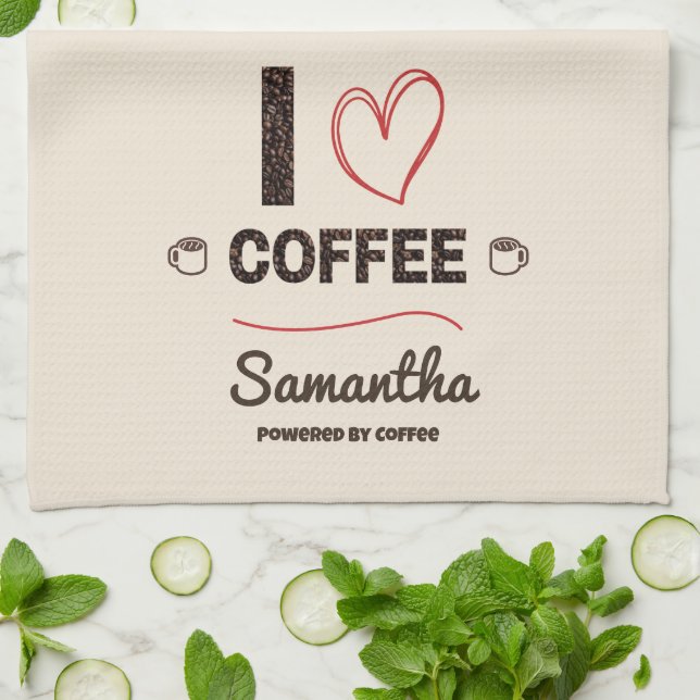 Personalized Coffee Lover Kitchen Decor Kökshandduk (Vikta)