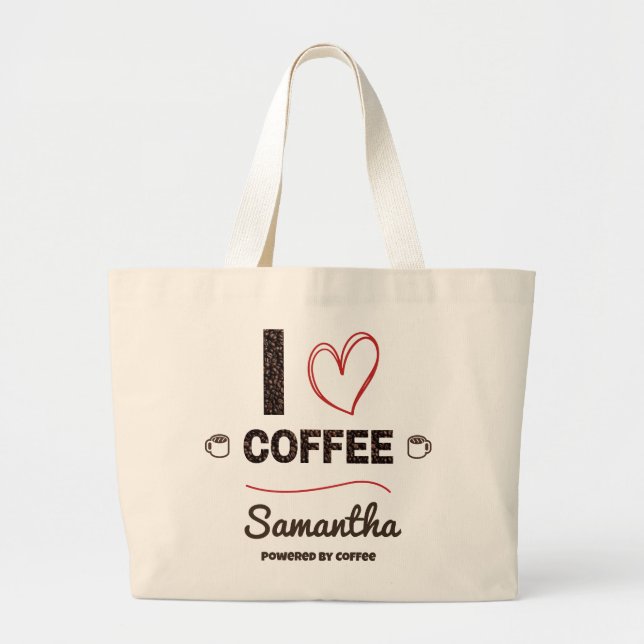 Personalized Coffee Lover Name Design Jumbo Tygkasse (Framsidan)