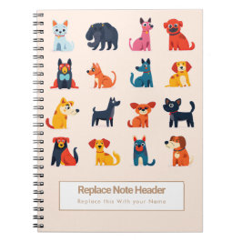 Personalized Colorful Cute Dogs Notebook Anteckningsbok