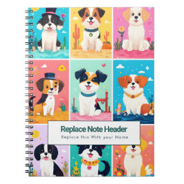 Personalized Colorful Cute Dogs Notebook Anteckningsbok