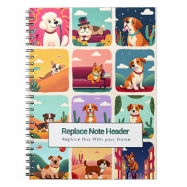 Personalized Colorful Cute Dogs Notebook Anteckningsbok