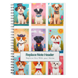 Personalized Colorful Cute Dogs Notebook Anteckningsbok