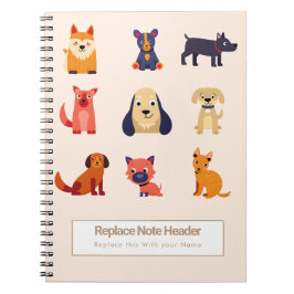 Personalized Colorful Cute Dogs Notebook Anteckningsbok