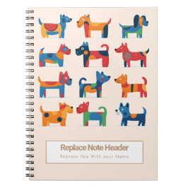 Personalized Colorful Cute Dogs Notebook Anteckningsbok