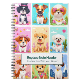Personalized Colorful Cute Dogs Notebook Anteckningsbok