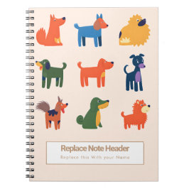Personalized Colorful Cute Dogs Notebook Anteckningsbok