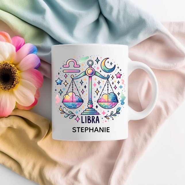 Personalized Colorful Libra Zodiac Astrology Kaffemugg (Personalized Colorful Libra Zodiac Astrology Coffee Mug)