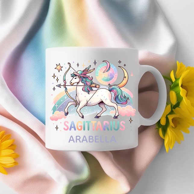 Personalized Colorful Sagittarius Zodiac Astrology Kaffemugg (Personalized Colorful Sagittarius Zodiac Astrology Coffee Mug)