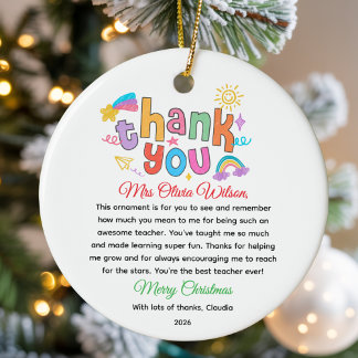 Personalized Colorful Teacher Appreciation Gift Julgransprydnad Keramik