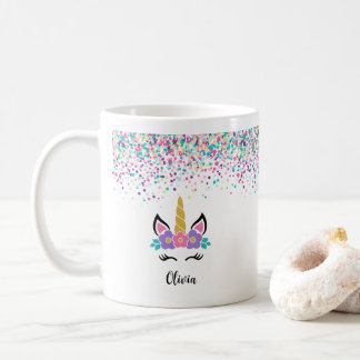 Personalized Confetti Unicorn Mug – Polka Dot mug Kaffemugg