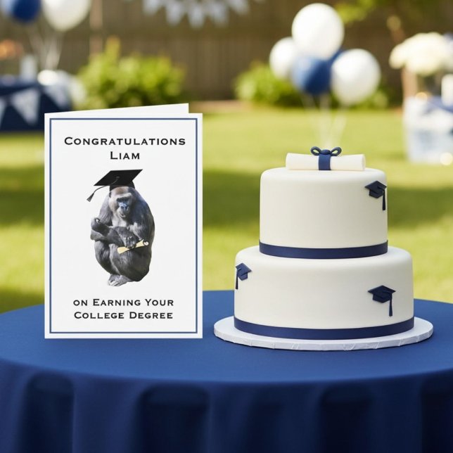 Personalized Congratulations Degree Funny Gorilla Kort (Skapare uppladdad)