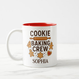 Personalized Cookie Baking Crew – Custom Name Två-Tonad Mugg