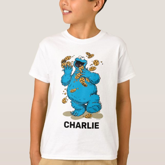 Personalized Cookie Monster Crazy Cookies T-Shirt (Framsida)