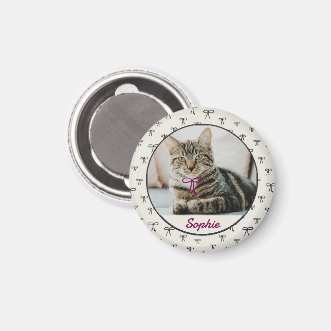 Personalized Coquette Bow Pet Photo Magnet (Front/Back)
