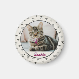 Personalized Coquette Bow Pet Photo Magnet