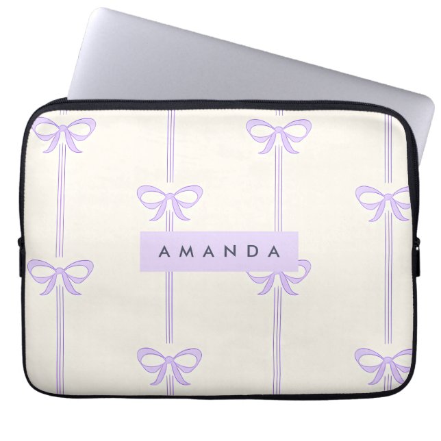 Personalized Coquette Pastel Lavender Bow Ribbon  Laptop Fodral (Framsidan)