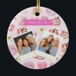 Personalized Coquette Teddy Bear Pink Aesthetic Julgransprydnad Keramik<br><div class="desc">Some designs just instantly make people grin when they see them. This collection of personalized coquette teddy bears was designed to evoke that precise emotion. A design that is both lovely, nostalgic, and joyous is produced by the combination of fun elements, delightful tiny accents, and soft pink tones. Adorable teddy...</div>