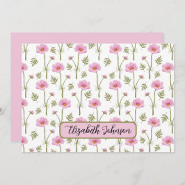 Personalized Cosmos Floral Botanical Note Card Anteckningskort