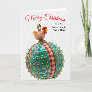 Personalized Country Chicken Christmas Card Helgkort