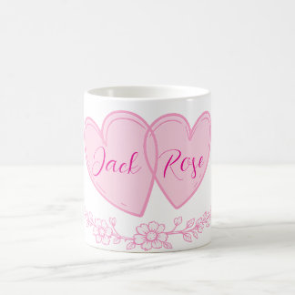 Personalized Couple Hearts Romantic Floral Name  Kaffemugg