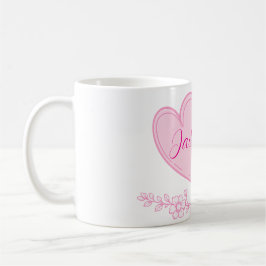 Personalized Couple Hearts Romantic Floral Name  Kaffemugg