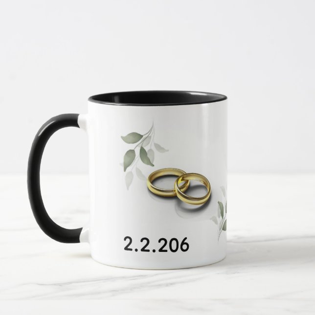Personalized Couple Initials Mug with Wedding Date Mugg (Vänster)