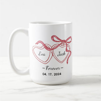 Personalized Couple Line Art Mug with Names & Date Kaffemugg