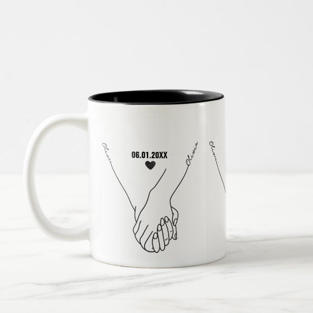 Personalized Couple Mug with Names & Date Två-Tonad Mugg (Vänster)